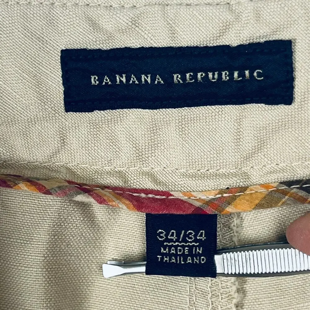 Banana Republic Heritage Men's Size 34/34 Tan Linen Blend Straight Leg Pant